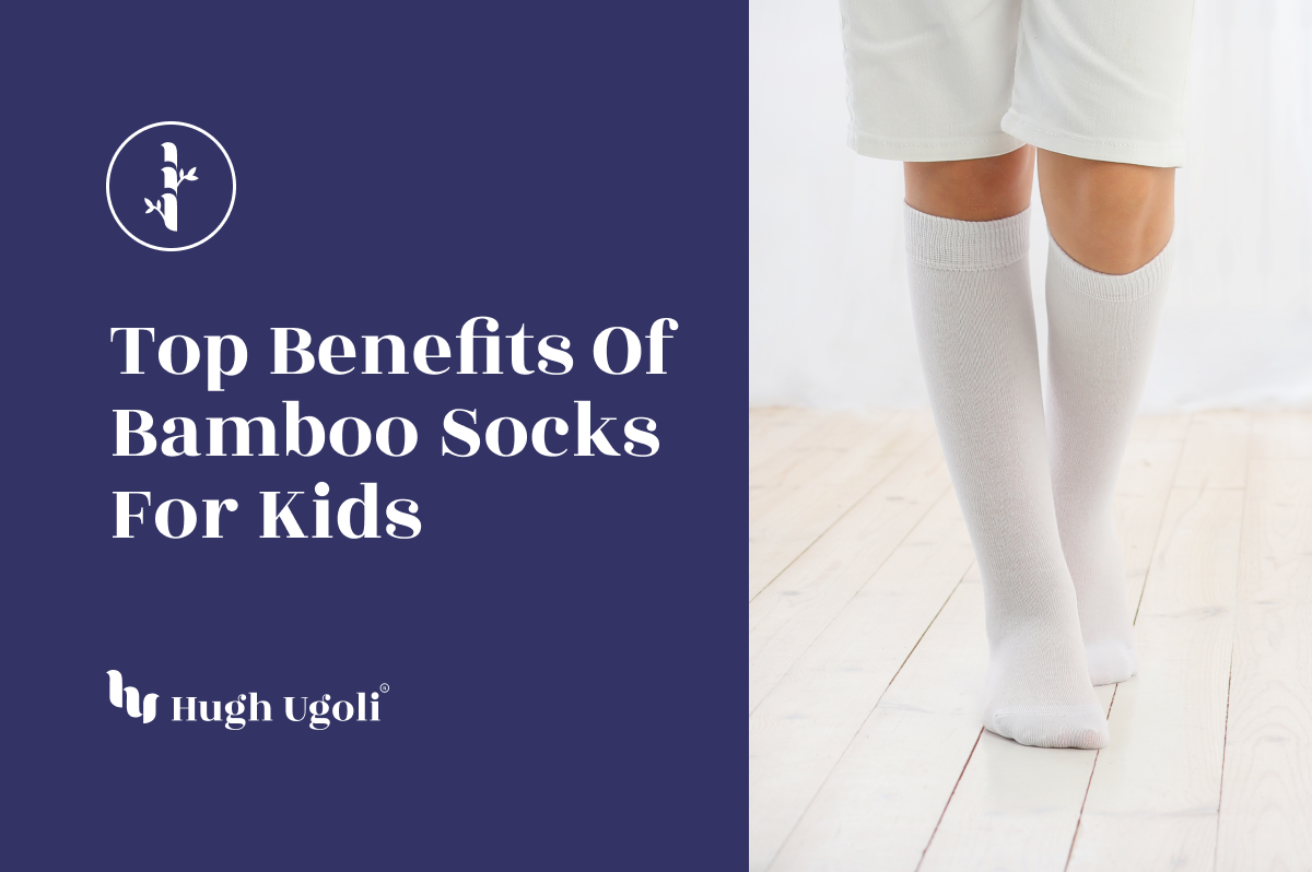 Close-up of a child wearing knee-high white bamboo socks, emphasizing the comfort and benefits of bamboo material for kids' socks.